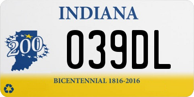 IN license plate 039DL