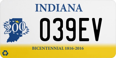 IN license plate 039EV