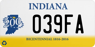 IN license plate 039FA