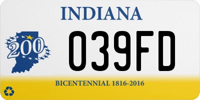 IN license plate 039FD