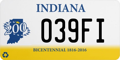 IN license plate 039FI