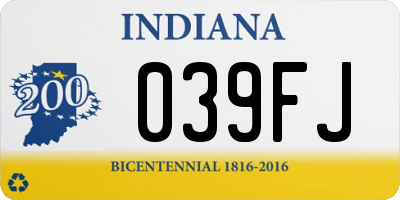 IN license plate 039FJ