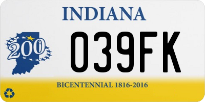 IN license plate 039FK