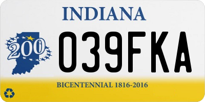 IN license plate 039FKA