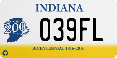 IN license plate 039FL