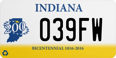 IN license plate 039FW