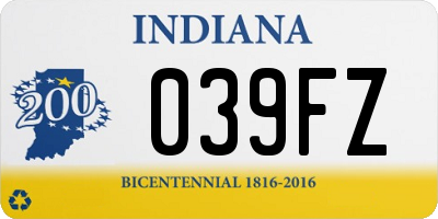 IN license plate 039FZ