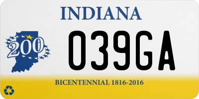 IN license plate 039GA