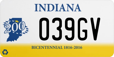 IN license plate 039GV