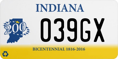 IN license plate 039GX