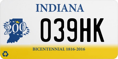 IN license plate 039HK