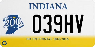 IN license plate 039HV