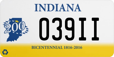 IN license plate 039II