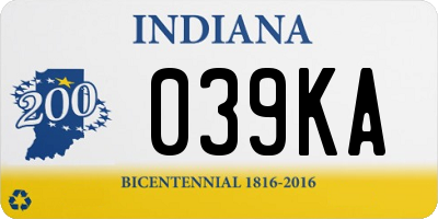 IN license plate 039KA