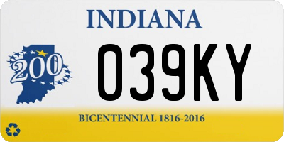 IN license plate 039KY