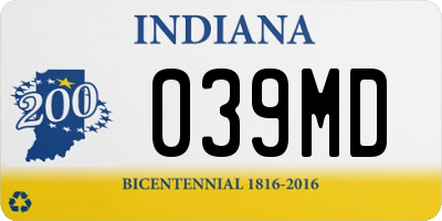 IN license plate 039MD