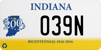 IN license plate 039N