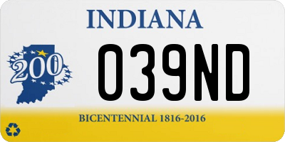 IN license plate 039ND