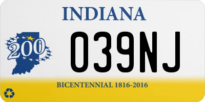 IN license plate 039NJ