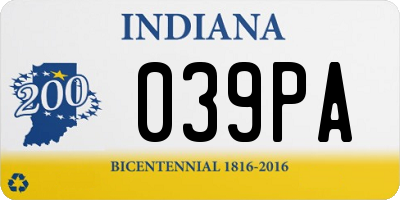 IN license plate 039PA