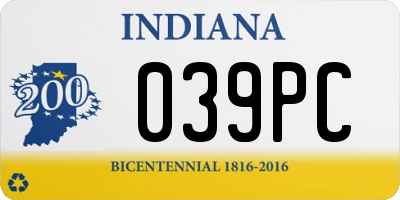 IN license plate 039PC