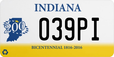 IN license plate 039PI