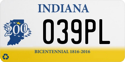 IN license plate 039PL