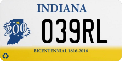 IN license plate 039RL