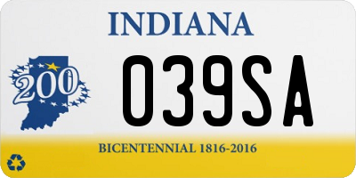 IN license plate 039SA