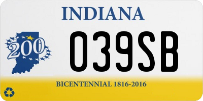 IN license plate 039SB