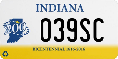 IN license plate 039SC