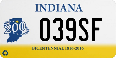 IN license plate 039SF