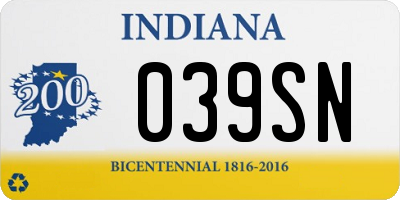 IN license plate 039SN