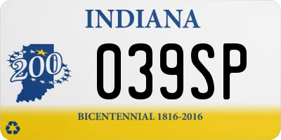 IN license plate 039SP