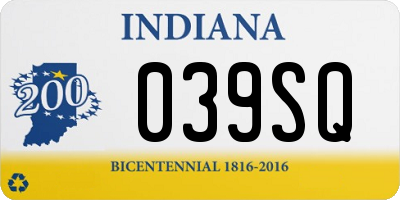 IN license plate 039SQ