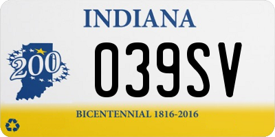 IN license plate 039SV