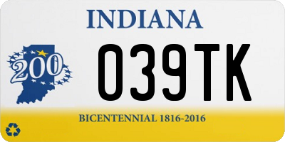 IN license plate 039TK