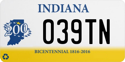 IN license plate 039TN