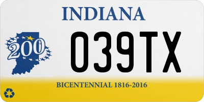 IN license plate 039TX