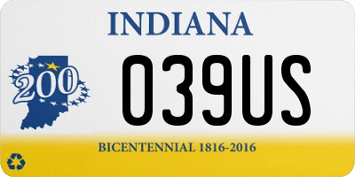IN license plate 039US