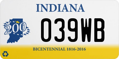 IN license plate 039WB