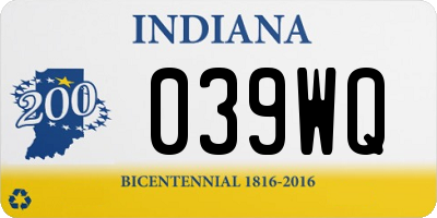 IN license plate 039WQ