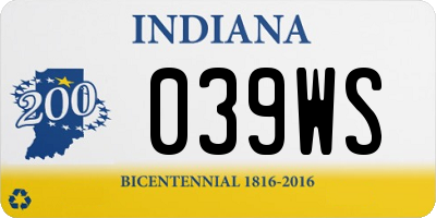 IN license plate 039WS