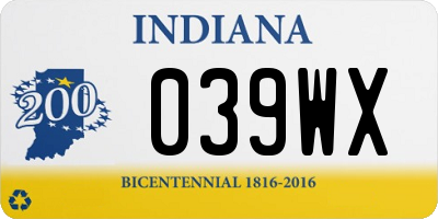 IN license plate 039WX