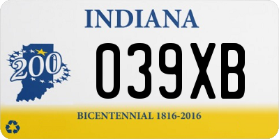 IN license plate 039XB