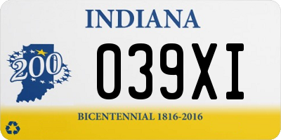 IN license plate 039XI