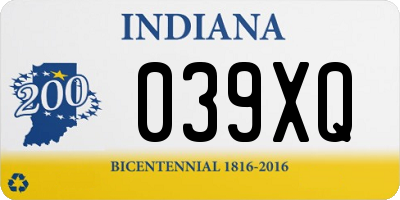 IN license plate 039XQ