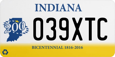 IN license plate 039XTC