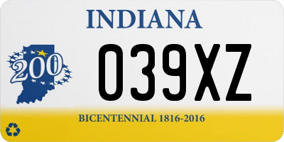 IN license plate 039XZ