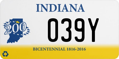 IN license plate 039Y